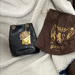 Black Mini Structured Handbag with Gold Hardware NWT comes with dust bag.